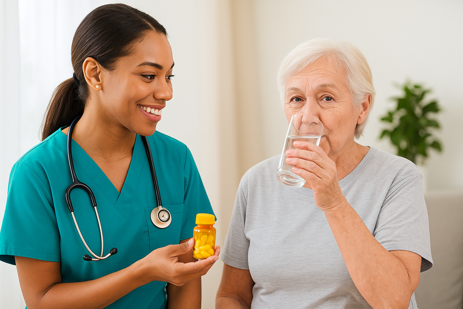 Professional caregiver providing medication reminder services in Middlesex County