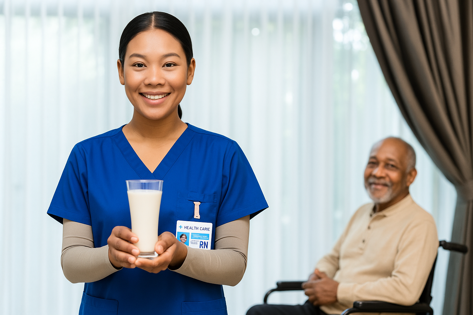 Professional caregiver providing personal care assistance in Edison home